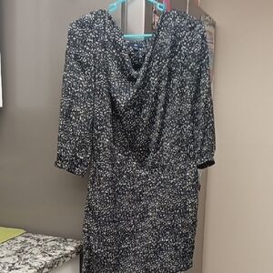 GAP  Vintage Silky Monochrome Patterned Dress With Pockets